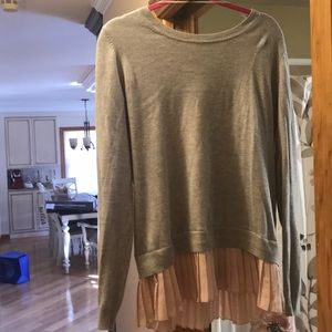 grey pink ruffle sweater
